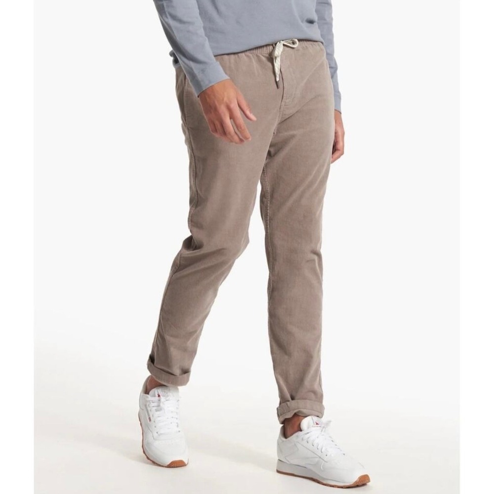 VUORI Optimist Corduroy Pants Men Large Brown Casual Elastic Waist Drawstring
